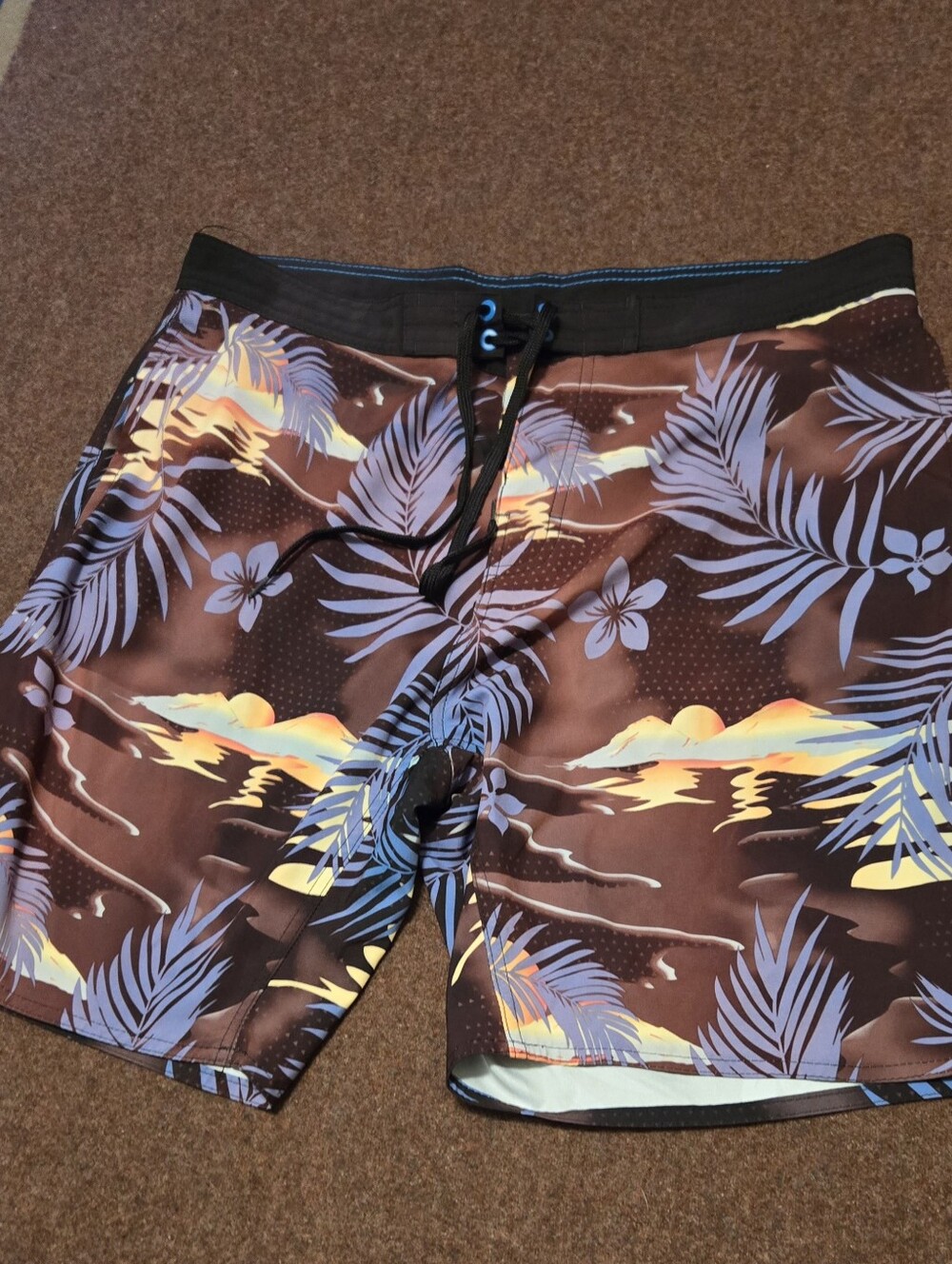 Burnside Swim Trunks Beach Vibes Palm Trees Size 34 Unlined Pockets